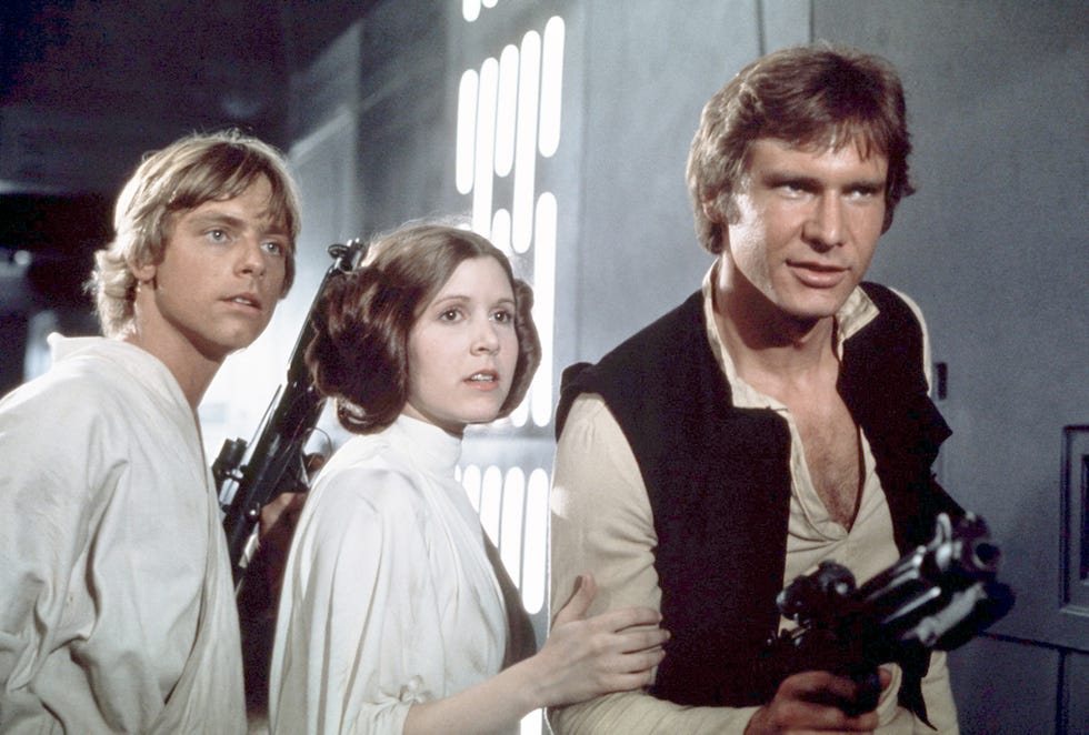 mark hamill, carrie fisher and harrison ford.