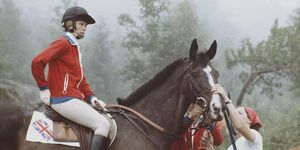 Princess Anne aboard Goodwill during the Mixed Three-Day Event Team Cross-Country at the XXI Olympic Summer Games on July 24, 1976 at the Olympic Equestrian Centre, Bromont, Québec, Canada