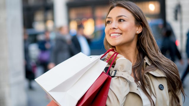 Happy shopping woman