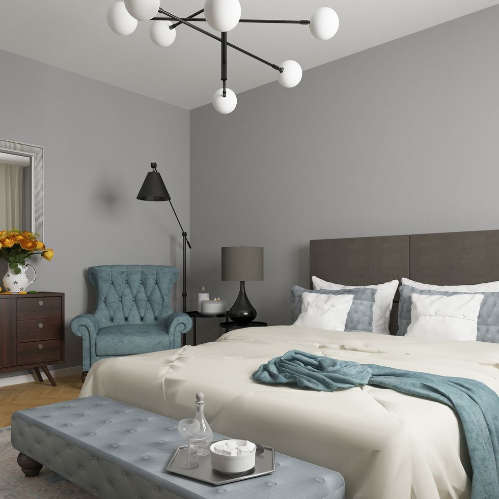 modern bedroom interior, 3d render
