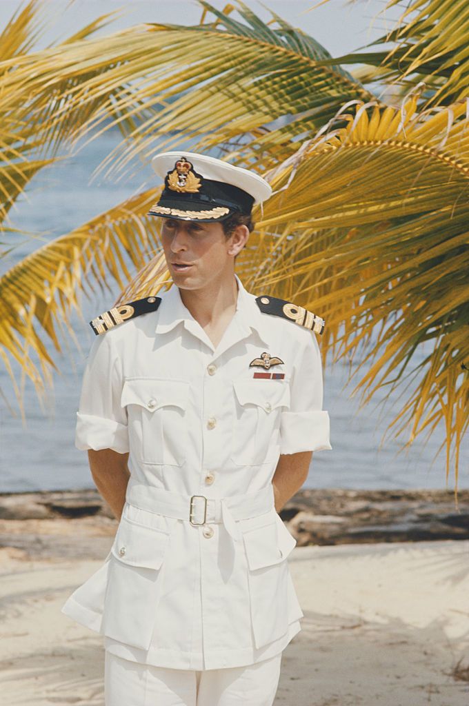 charles, prince of wales wearing a summer naval uniform during a visit to the côte divoire, 1977 photo by serge lemoinehulton archivegetty images