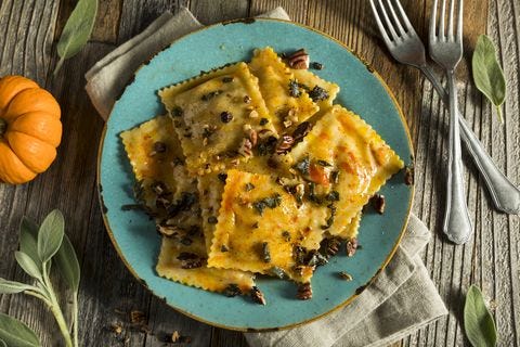 Homemade Pumpkin Ravioli with Butter Sauce