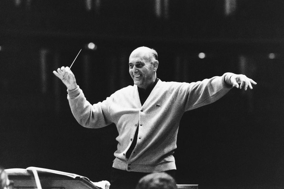 sir georg solti conducts the chicago symphony orchestra at the albert hall photo by © hulton deutsch collectioncorbiscorbis via getty images