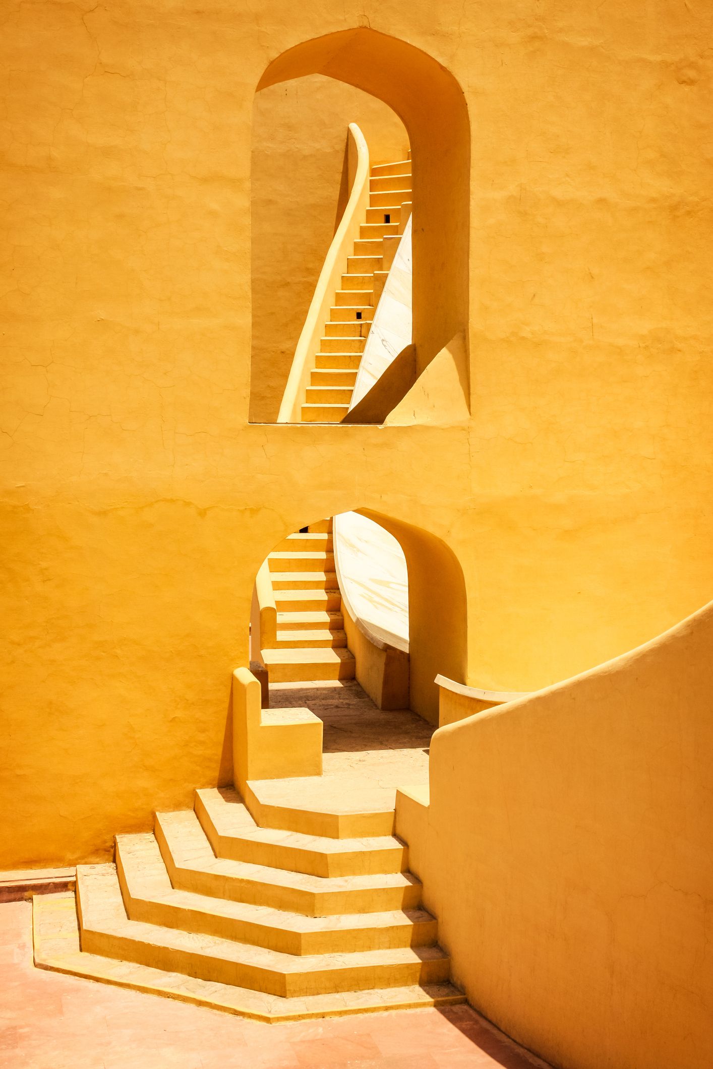 architectural detail photo of the jantar mantar monument in jaipur, rajasthan, india it is a collection of nineteen architectural astronomical instruments built in 1734