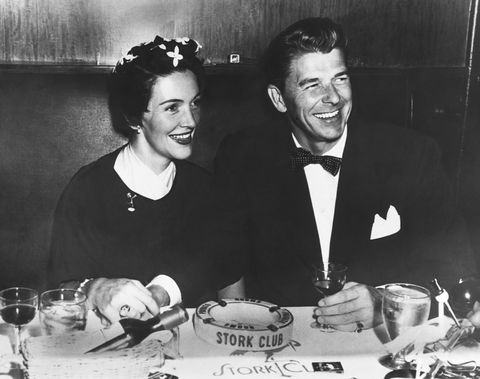 Nancy and Ronald Reagan enjoy a drink at the Stork Club before their marriage in the early 1950s