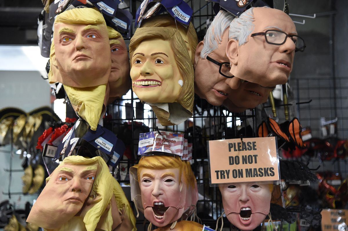 Donald Trump, Hillary Clinton, Bernie Sanders masks