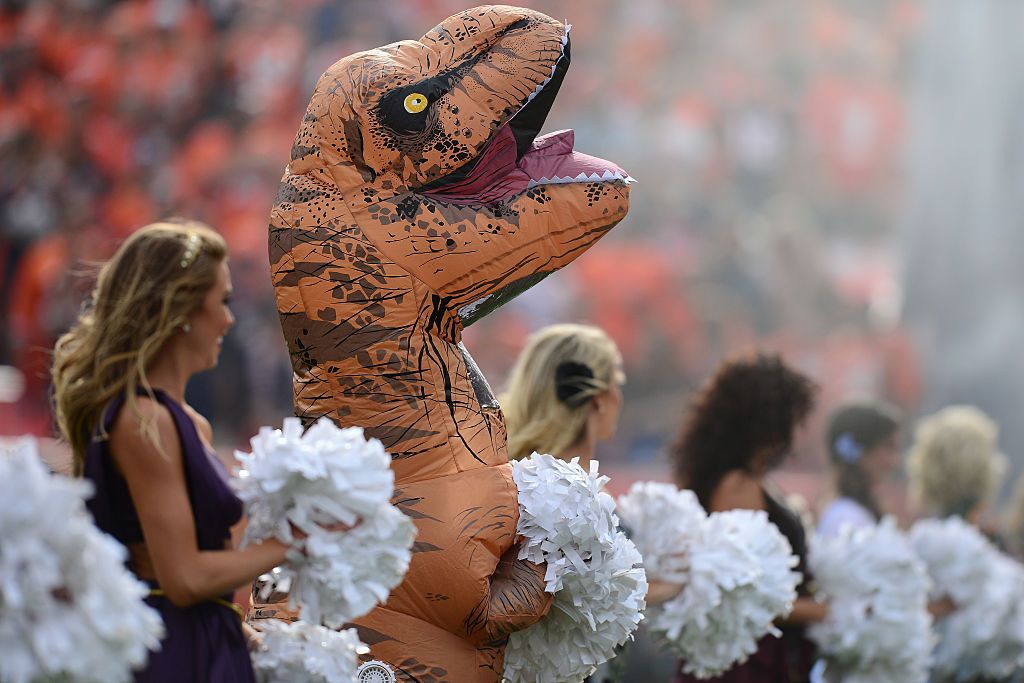 This Broncos Cheerleader Dressed as a T-Rex Won Halloween