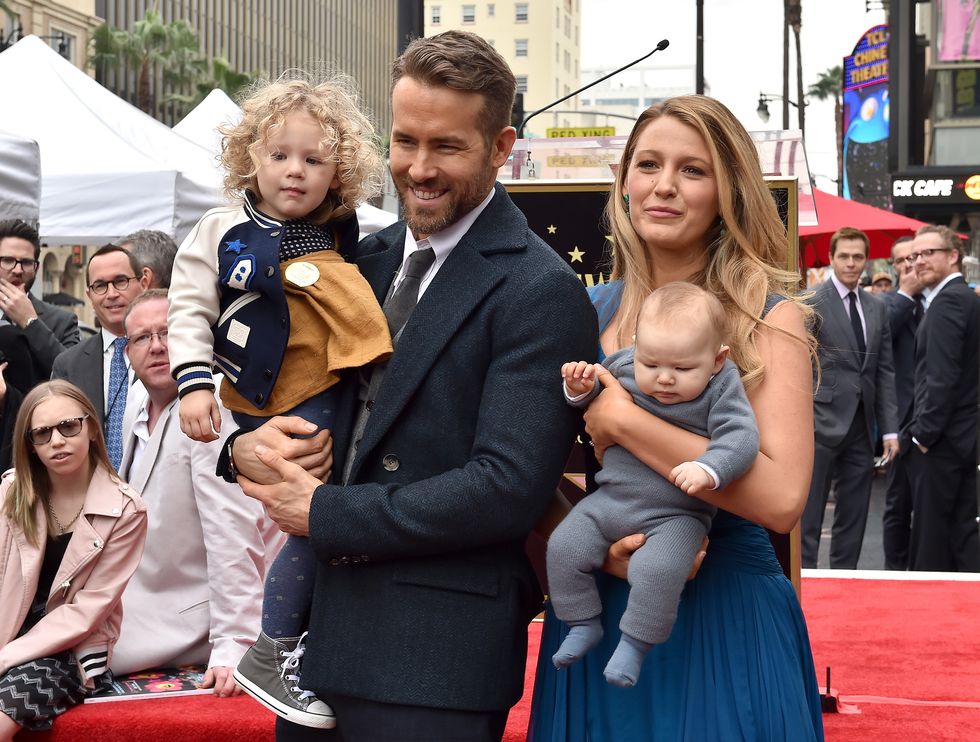 hollywood, ca   december 15  actors ryan reynolds and blake lively with daughters james reynolds and ines reynolds attend the ceremony honoring ryan reynolds with a star on the hollywood walk of fame on december 15, 2016 in hollywood, california  photo by axellebauer griffinfilmmagic