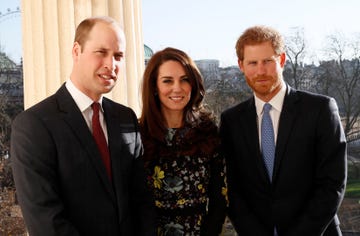 london, england   january 17  l r prince william, duke of cambridge, catherine, duchess of cambridge and prince harry during an event to announce plans for heads together ahead of the 2017 virgin money london marathon at ica on january 17, 2017 in london, england  heads together, charity of the year 2017, is led by the duke  duchess of cambridge and prince harry in partnership with leading mental health charities  photo by stefan wermuth   wpa pool getty images