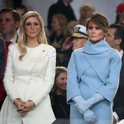 washington, dc   january 20 first lady melania trump r, stands with ivanka trump as a parade passes the inaugural parade reviewing stand in front of the white house on january 20, 2017 in washington, dc donald trump was sworn in as the nations 45th president today  photo by mark wilsongetty images