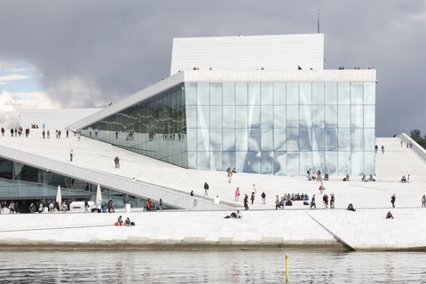 oslo opera house, designed by snøhetta and completed in 2007 is an award winning opera house in oslo, having won the world architecture festival cultural award in 2008 and mies van der rohe award in 2009