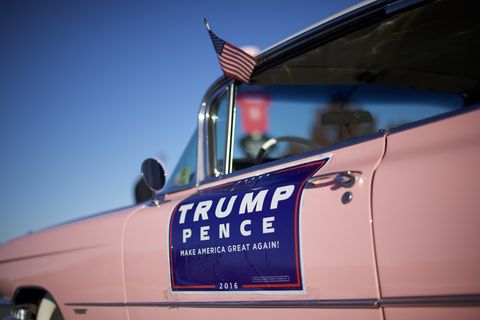 hershey, pa   november 4   an antique pink cadillac is decorated in support of donald trump outside before a rally for the republican presidential nominee november 4, 2016 at giant center in hershey, pennsylvania  polls have narrowed in the waning days of the campaign before election day on november 8  photo by mark makelagetty images