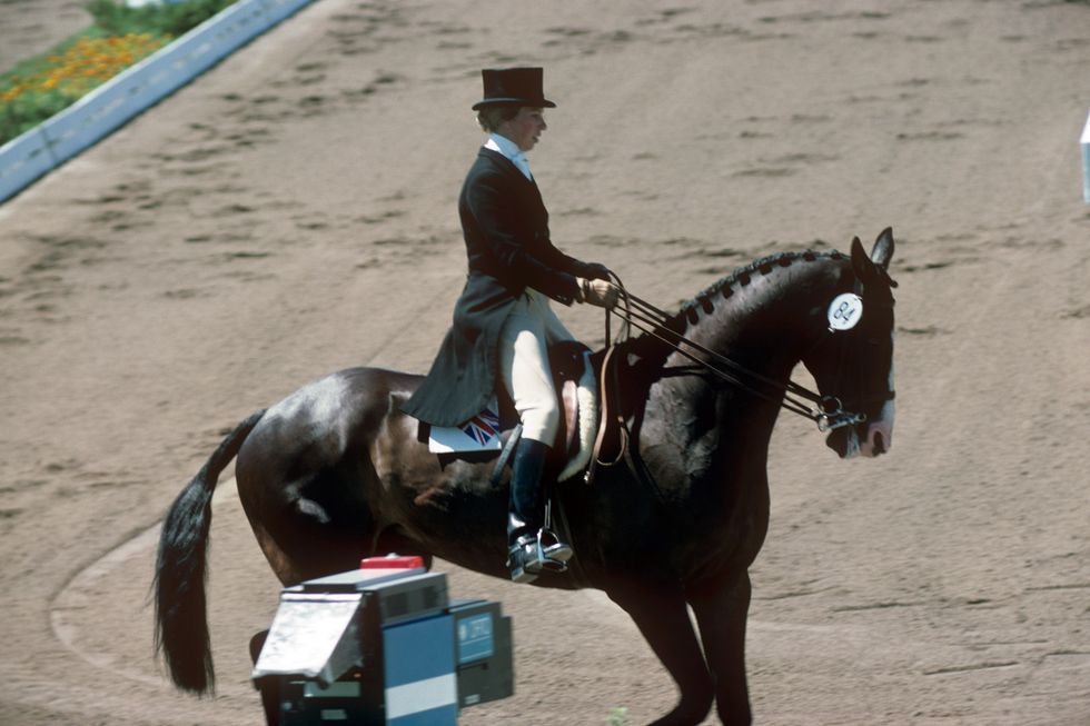 princess anne, on her horse, goodwill, during the dressage section of the three day eventing, at the montreal olympic games photo by sgpa images via getty images