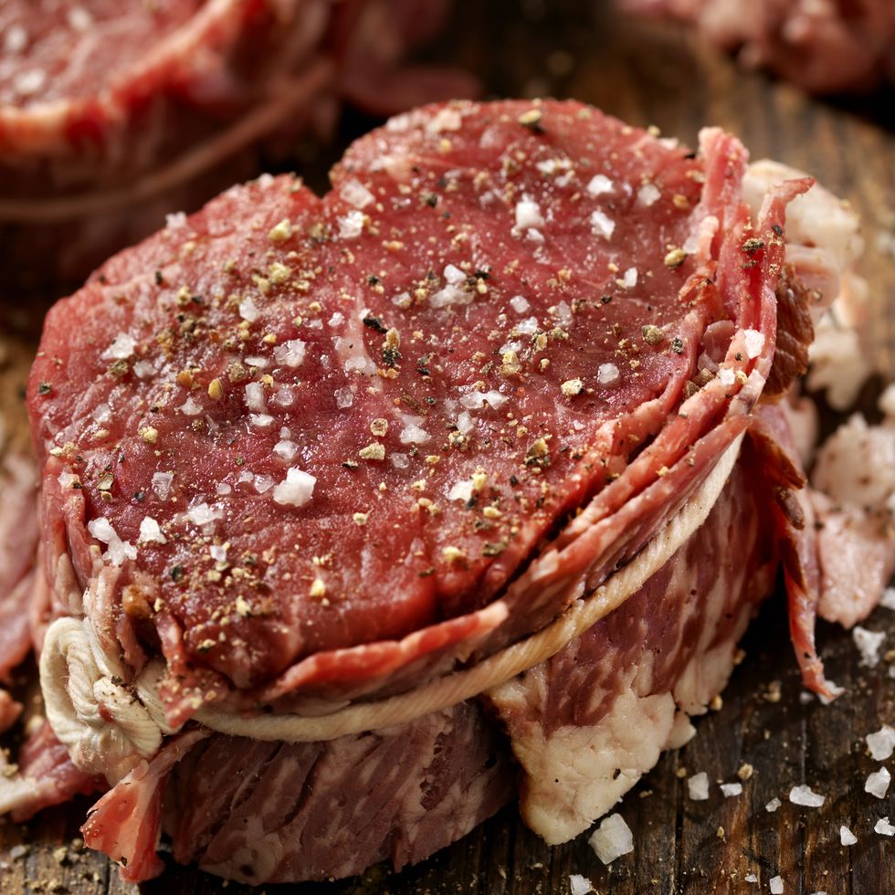 Dish, Food, Cuisine, Red meat, Animal fat, Beef tenderloin, Beef, Ingredient, Rib eye steak, Meat, 