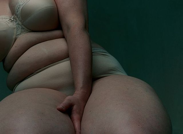 obese woman in her underwear