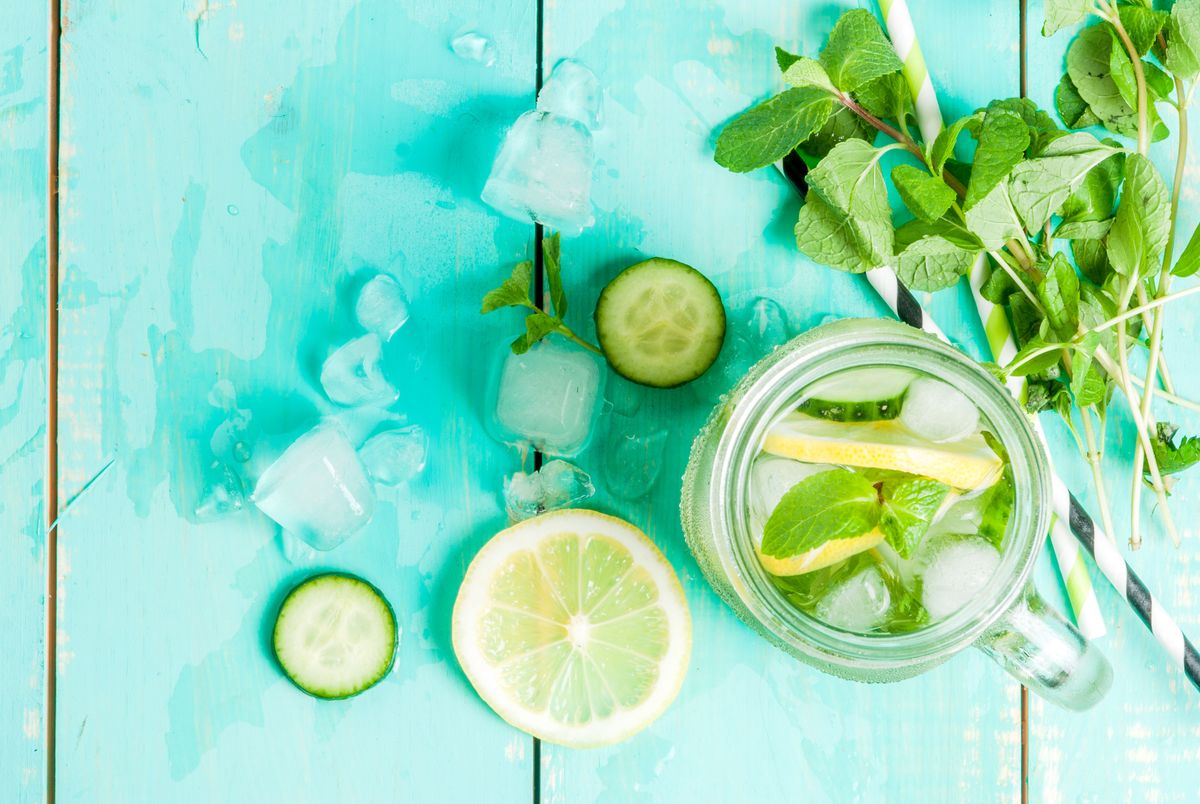 cucumber, lemon and mint water