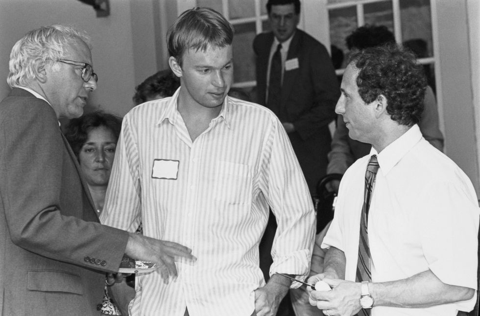 Levi Sanders, center, with his father and Sen. Paul Wellstone in 1995. 