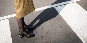 Human leg, Leg, White, Black, Shadow, Footwear, Shoe, Standing, High heels, Tights, 