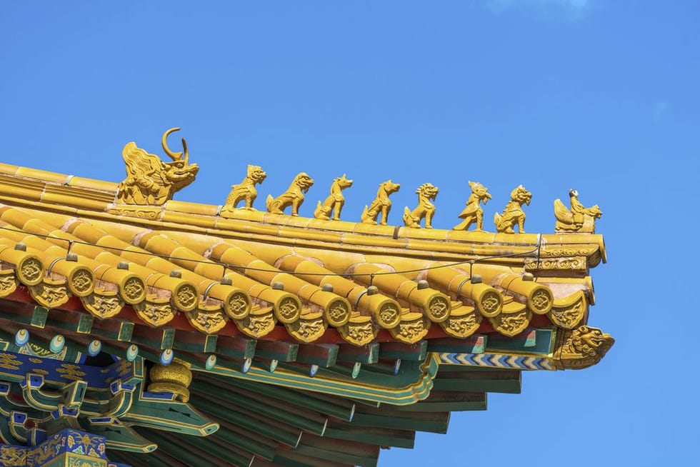 The yellow roof
 of The Forbidden City, China
