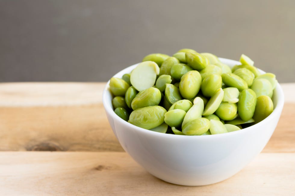 Edamame beans in a small bowl