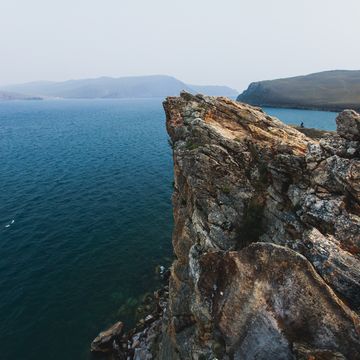 beautiful view of famous baikal lake in siberia, russia, the largest freshwater lake by volume in the world, olkhon island