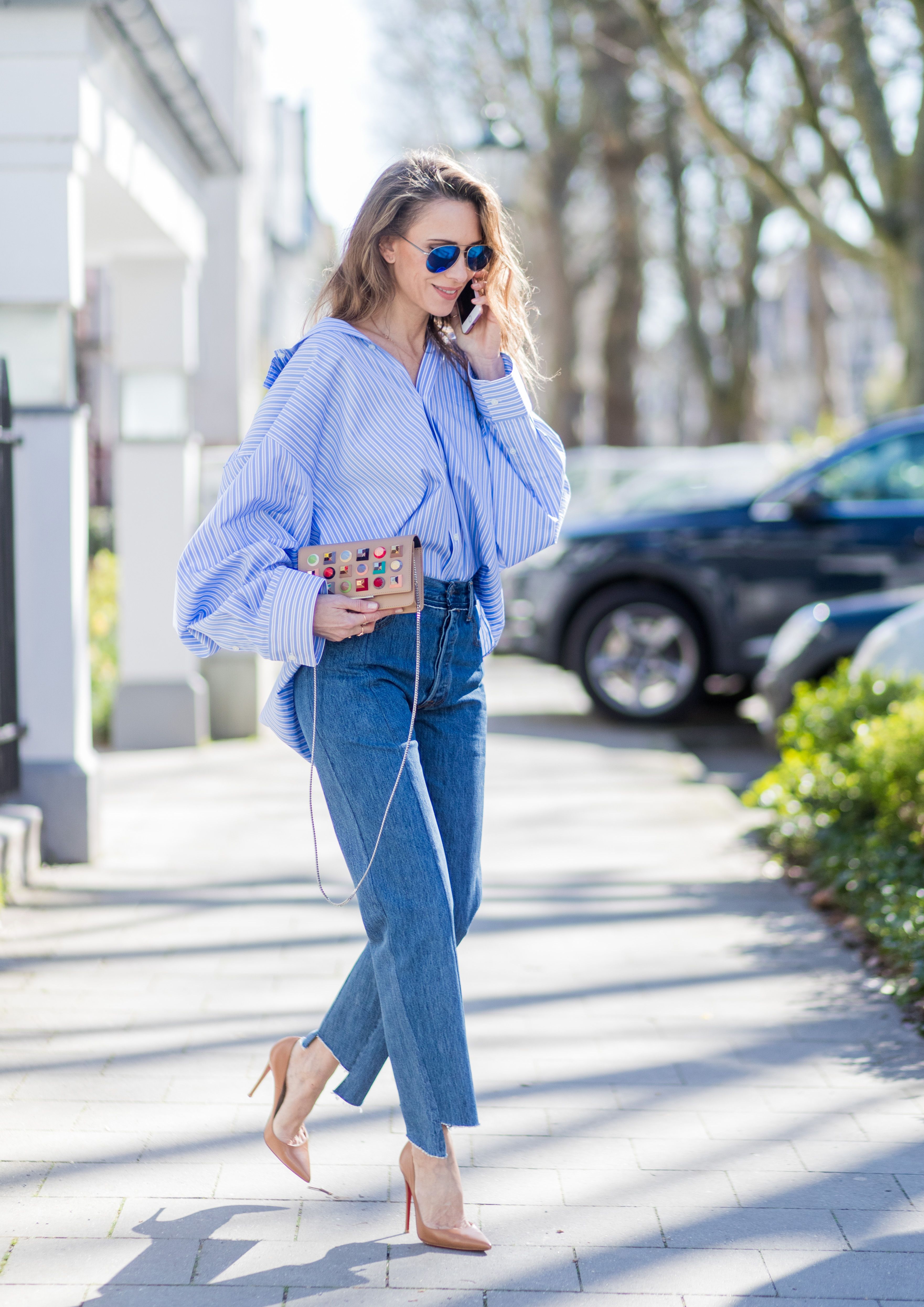 Looks con de rayas azul: lo es ahora tendencia