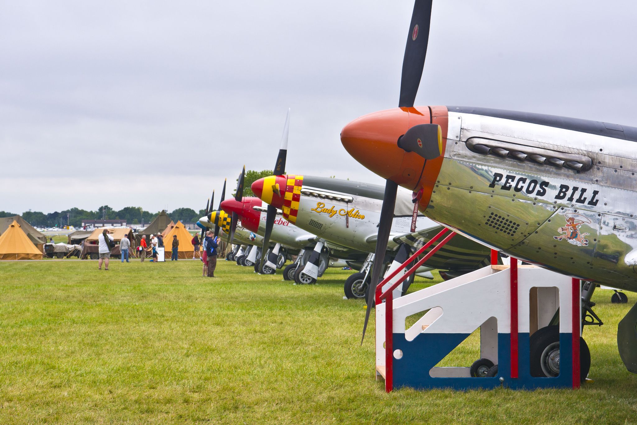 wisconsin, oshkosh, airventure 2016, north american p 51d mustang world war ii u s air force fighter parked line up photo by education imagesuniversal images group via getty images