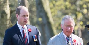 lille, france   april 09  prince charles, prince of wales, and prince william, duke of cambridge attend the commemorations for the 100th anniversary of the battle of vimy ridge on april 9, 2017 in lille, france  photo by samir husseinwireimage