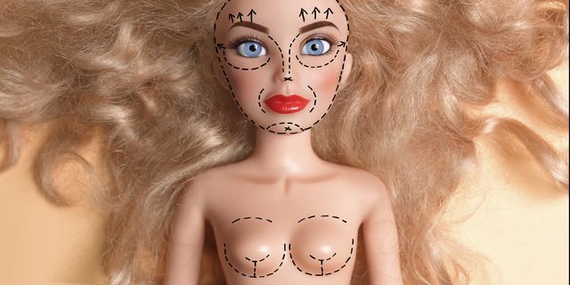 Doll marked up for plastic surgery