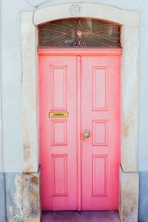 Pink, Red, Door, Blue, Green, Wall, Architecture, Line, Wood, Window, 