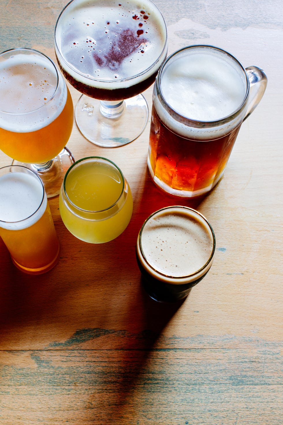 Beer Glasses on Wood Surface