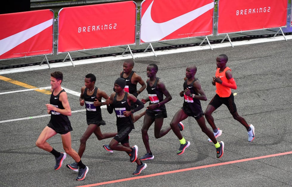monza, italy   may 06  r eliud kipchoge runs during the nike breaking2 sub two marathon attempt at autodromo di monza on may 6, 2017 in monza, italy  photo by pier marco taccagetty images