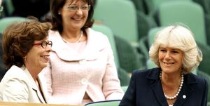 the duchess of cornwall takes her seat next to lady sarah keswick in the royal box to watch the match between japans kimiko date krumm and usas venus williams on day three of the 2011 wimbledon championships at the all england lawn tennis and croquet club, wimbledon photo by stephen pond pa images via getty images