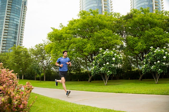 Young man jogging in park