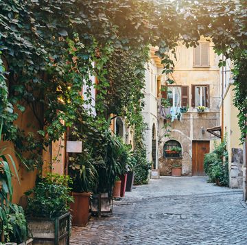de fleurige straatjes in het romeinse trastevere in italie