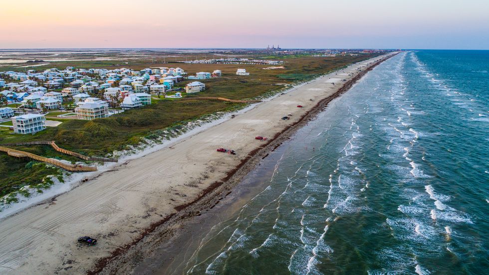 padre island a colorful evening on the beach aerial drone view over the waves padre island texas gulf coast paradise getaway secret