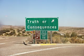 exit sign off highway for town of truth of consequences, nm