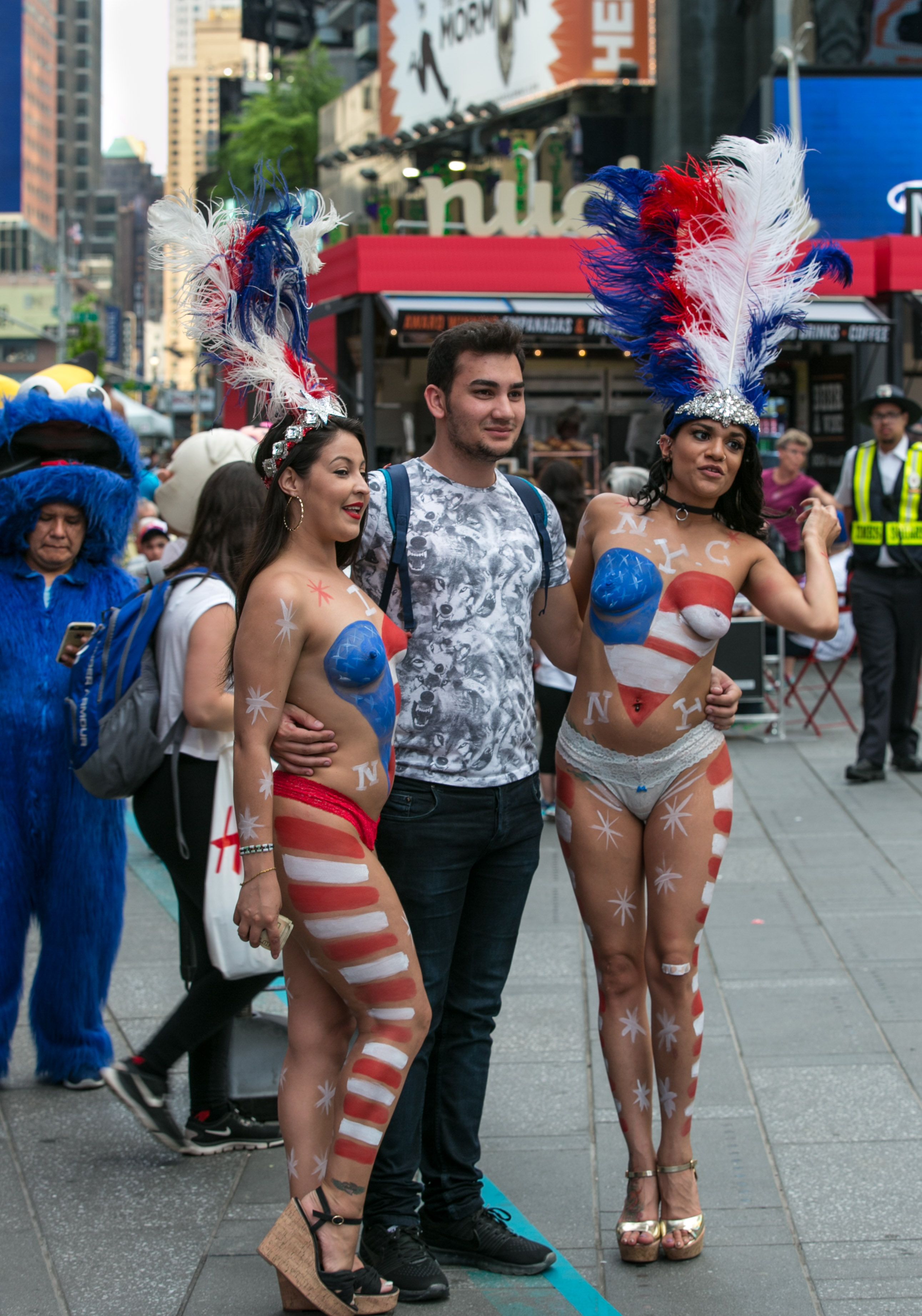 Women wearing lingerie paraded in Times Square to promote body