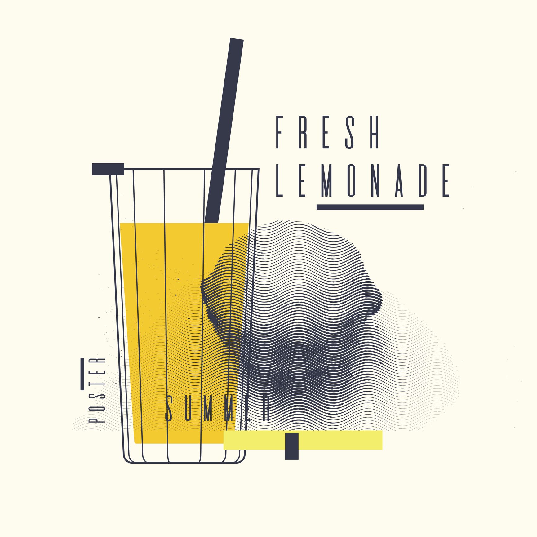Fresh lemonade stylish poster, trendy graphics