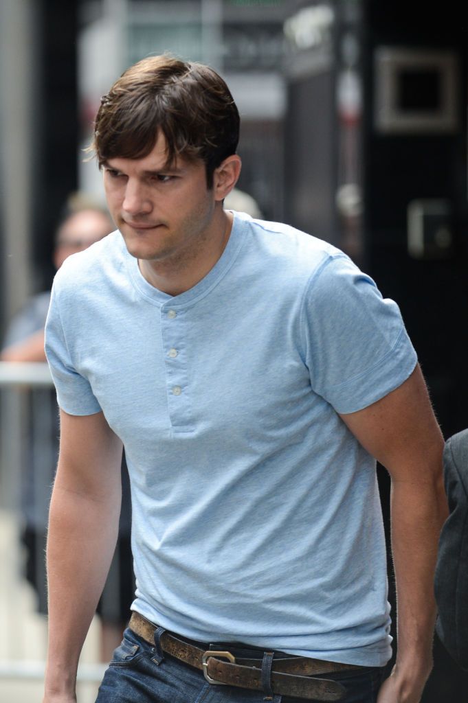 new york, ny june 21 actor ashton kutcher leaves the good morning america taping at the abc times square studios on june 21, 2017 in new york city photo by ray tamarragc images