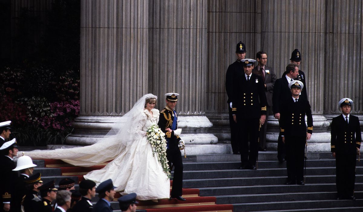 london   july 29 file photo prince charles, prince of wales and diana, princess of wales leave st pauls cathedral following their wedding  july 29, 1981 in london, england   photo by anwar husseingetty images