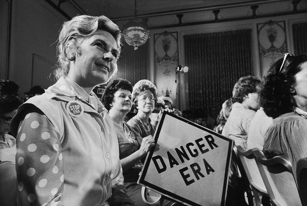 ERA opponent Phyllis Schlafly (L) at subcommittee meeting
