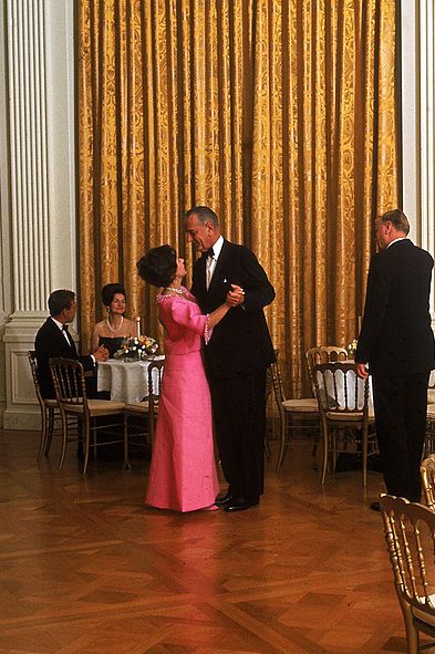 President Lyndon B Johnson dancing w England's Princess Ma