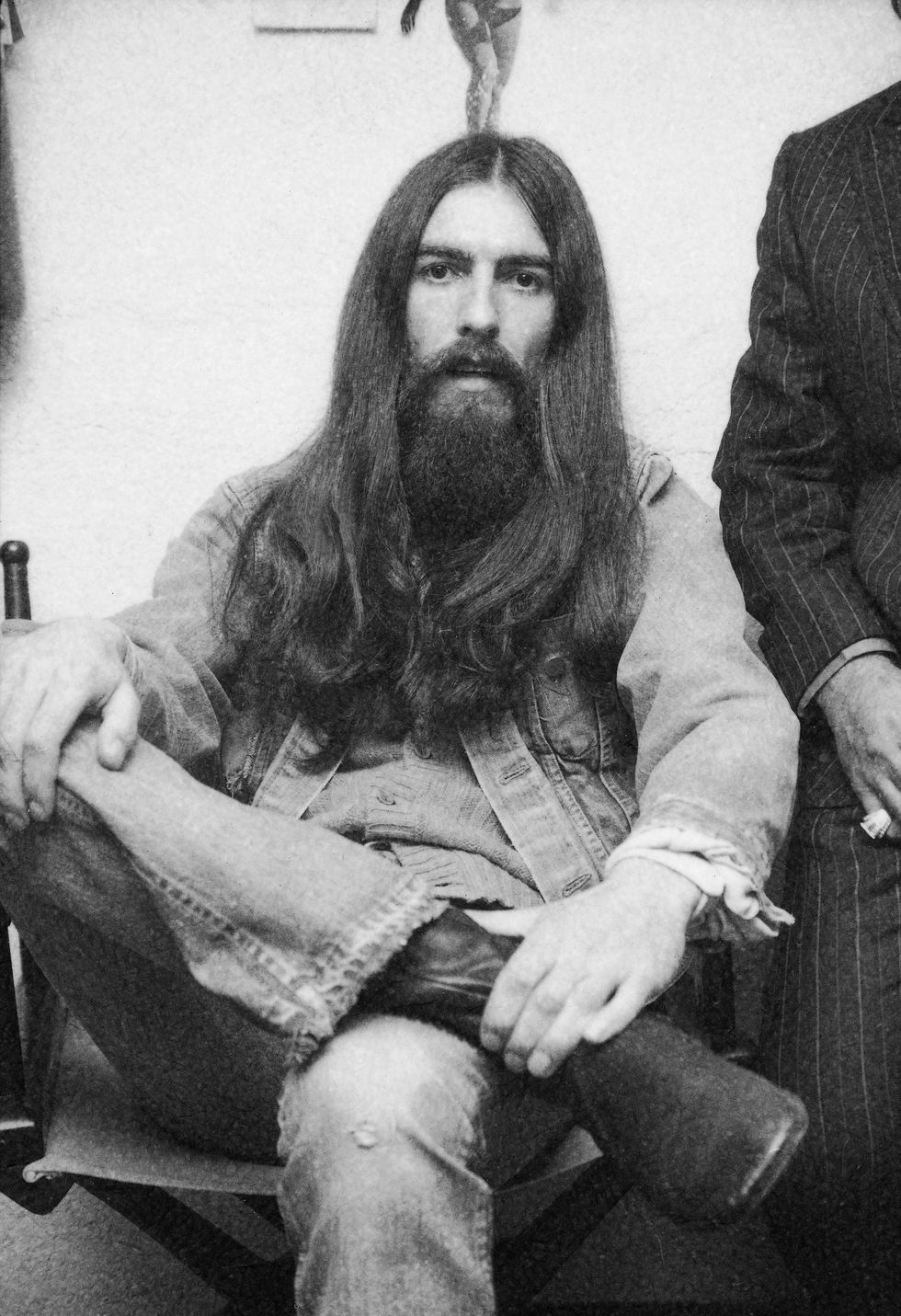 british popular rock and roll guitarist and singer george harrison 1943   2001, formerly of the beatles, sits for a photo during a party, 1971 photo by tim boxergetty images