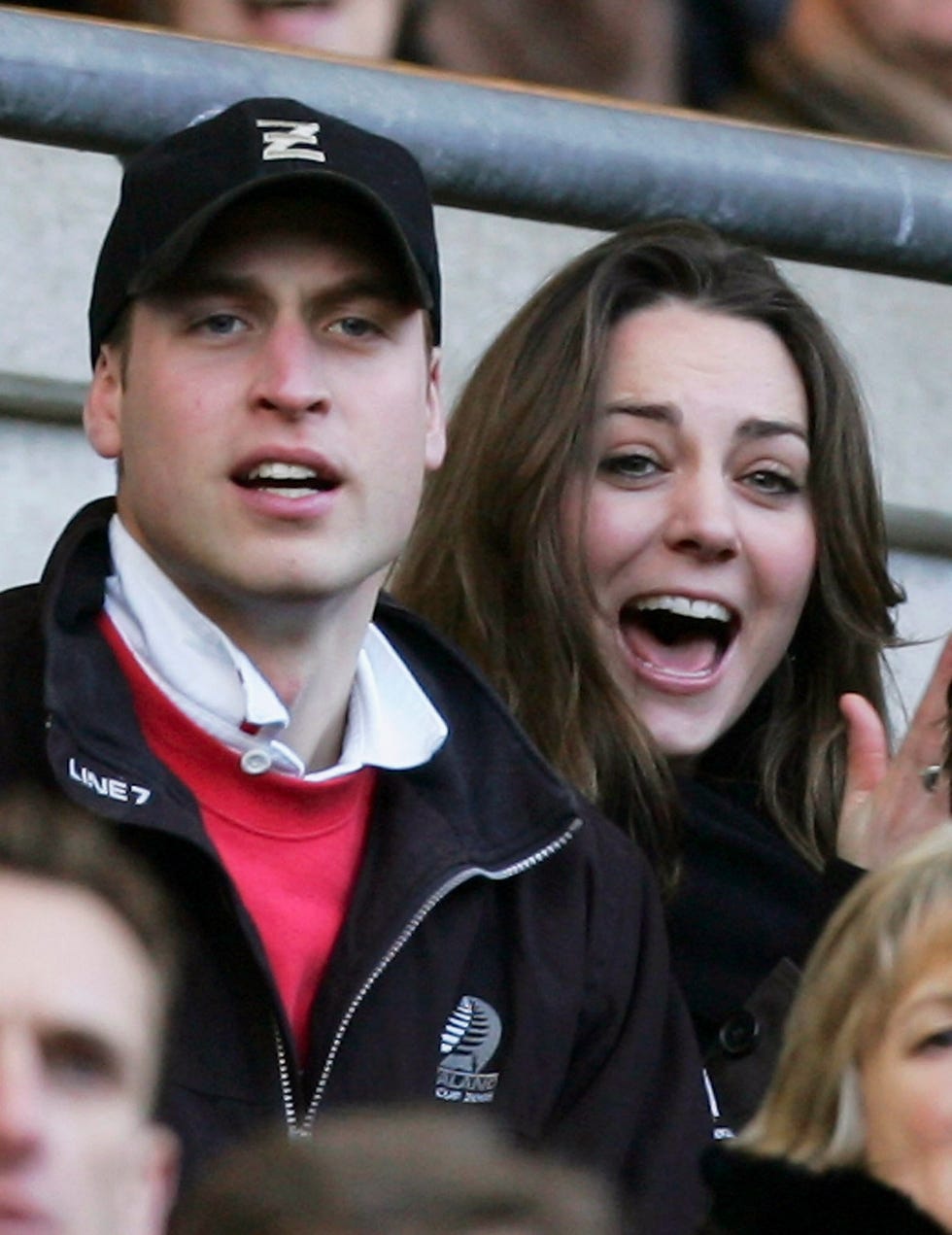 london february 10: prince harry (l) and prince william (c) and kate middleton (r)cheer on the english team during the rbs six nations championship match between england and italy at twickenham on february 10, 2007 in london, england. (photo by richard heathcote/getty images)