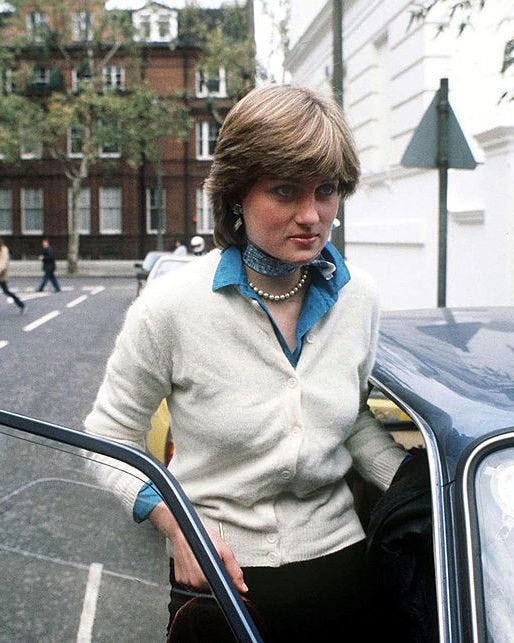 lady diana spencer outside her flat, 1980