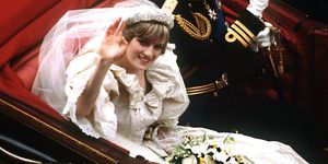 the prince and princess of wales return to buckingham palace by carriage after their wedding, 29th july 1981 she wears a wedding dress by david and elizabeth emmanuel and the spencer family tiara photo by terry fincherprincess diana archivegetty images