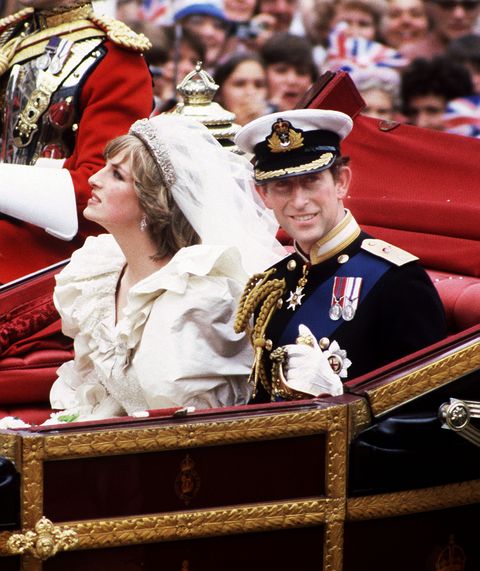 the prince and princess of wales return to buckingham palace by carriage after their wedding, 29th july 1981 she wears a wedding dress by david and elizabeth emmanuel and the spencer family tiara photo by princess diana archivegetty images