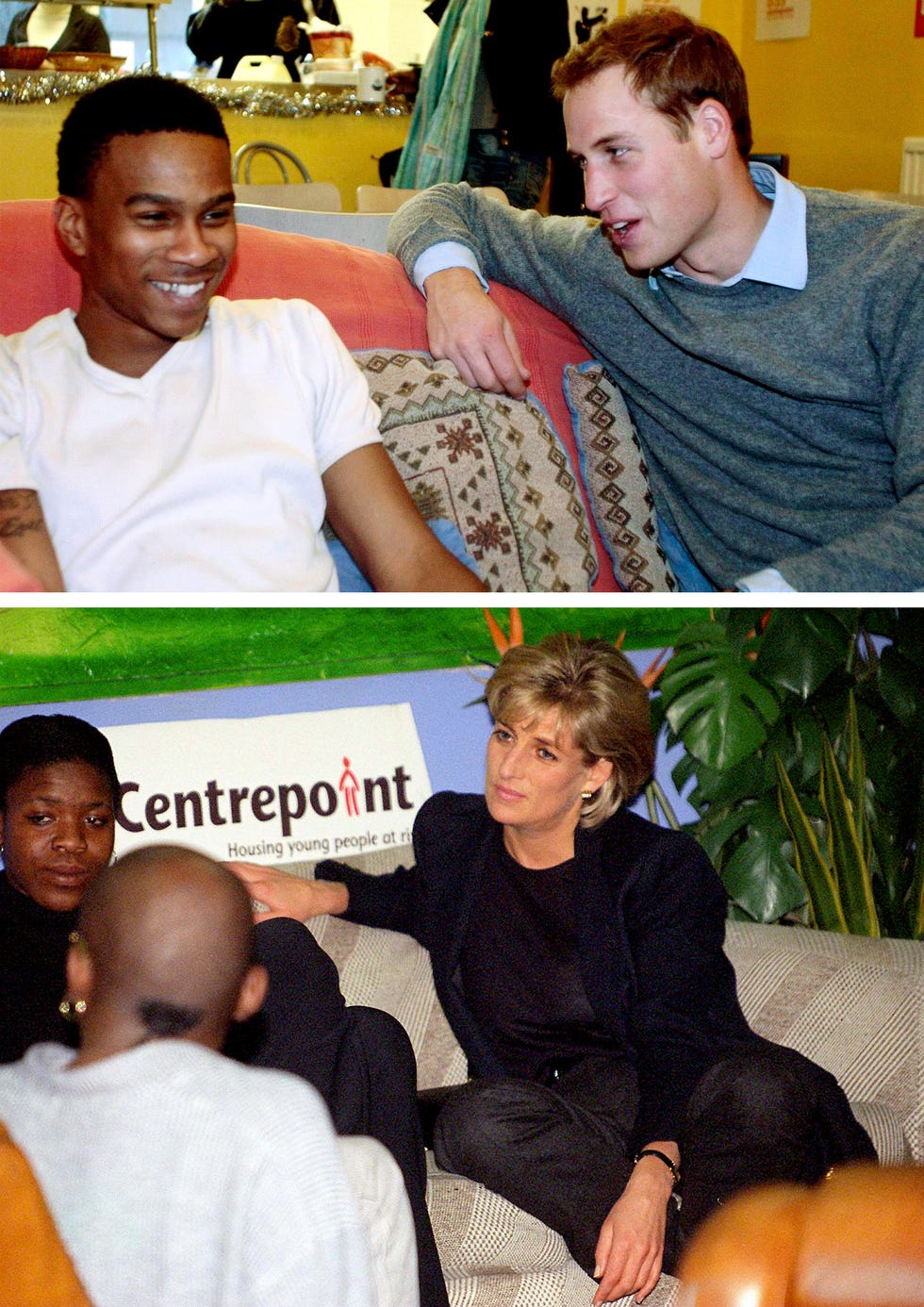 file photo in this undated composite image prince william talks to a homeless person like his late mother, diana, princess of wales photo by tim graham photo library via getty images 