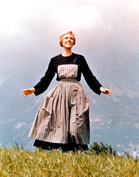 1964 actress julie andrews performs musical number in the movie quote the sound of music quote directed by robert wise though this is the opening scene of the film, it is the final sequence shot in europe before the cast and crew returned to los angeles winner of 5 academy awards including best picture photo by michael ochs archivesgetty images